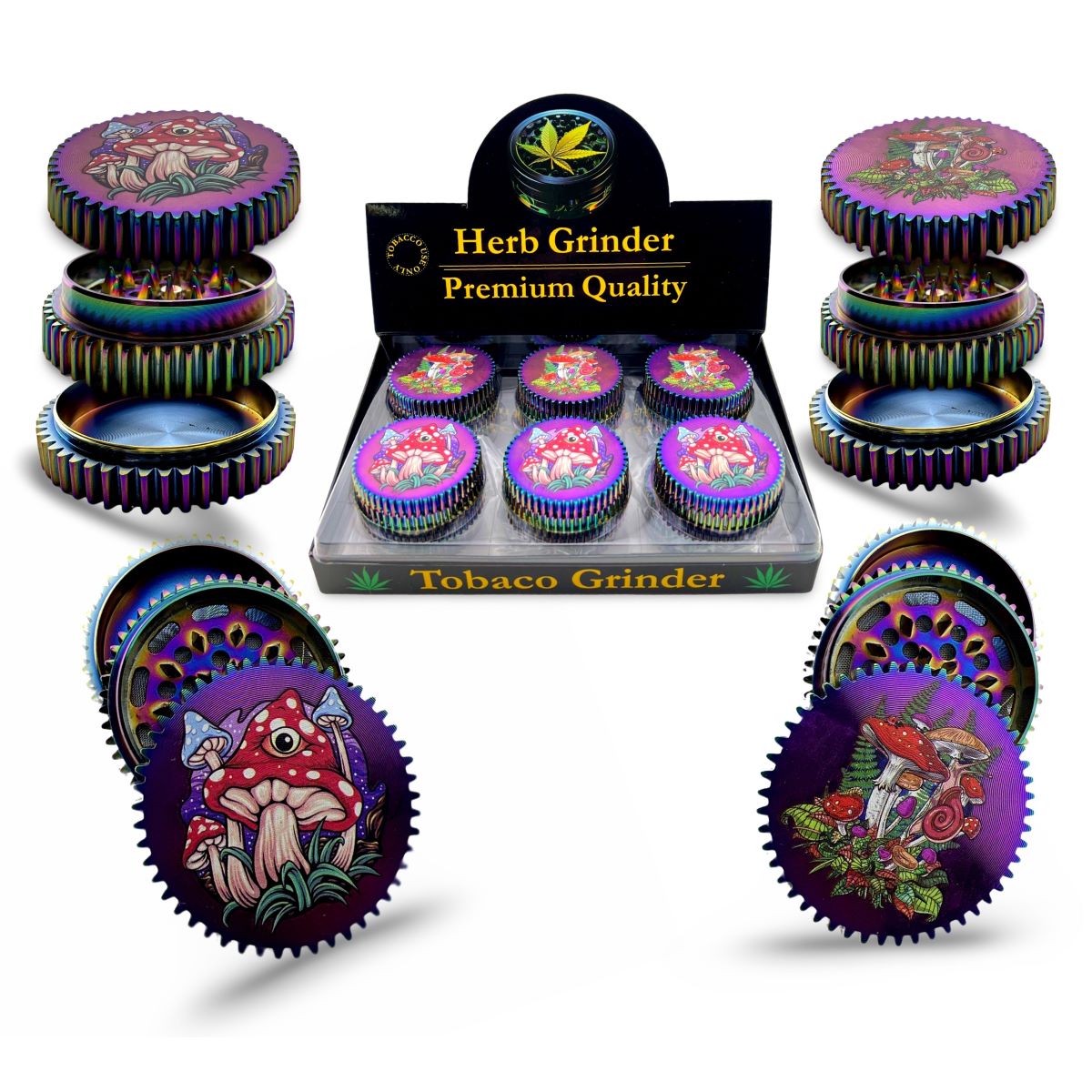 Sprocket Ice Blue Herb Grinder 3P 50MM - Mushroom (12x)