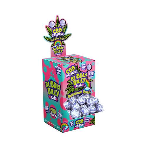 Bubbly Billy Buds – 10mg CBD Rainbow Rush Lollipops  (Display Carton of 100)
