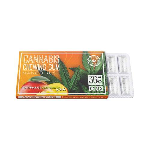 Multitrance 36mg CBD Cannabis Chewing Gum – Mango Kush - 24/Display